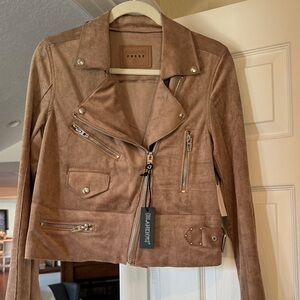 Blank NYC Women's Brown Suede Leather Jacket